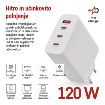 USB polnilec hišni GaN PD 120 W max.