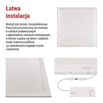 Panel LED LUXXO 60 x 60 cm / 32 mm, 22 W, IP20, neutralna biel, UGR<20