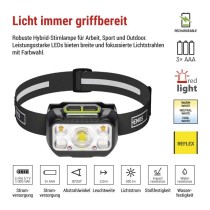 LED aufladbare Stirnlampe P3546, 550 lm, Li-Pol 1000 mAh / 3× AAA