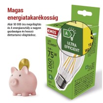 LED izzó Filament A60 A CLASS/ E27 / 5 W (75 W) / 1 060 lm / meleg fehér