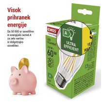 LED žarnica Filament A60 A CLASS/ E27 / 3,8 W (60 W) / 806 lm / nevtralno bela