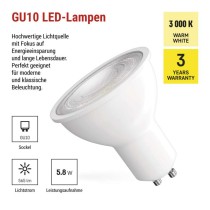 LED Lampe Classic MR16 Weiß/ GU10 / 5,8 W (75 W) / 565lm / WarmWeiß