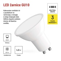 LED žarnica Classic MR16 bela/ GU10 / 1,3 W (16 W) / 150 lm / Nevtralna bela