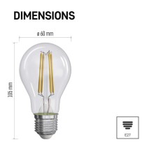 LED žiarovka Filament A60 / E27 / 8,5 W (75 W) / 1 055 lm / teplá biela / stmievateľná