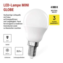LED-Glühbirne CLS Mini Globe / E14 / 2,2 W (25 W) / 250 lm / Tageslichtweiß