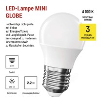 LED-Glühbirne CLS Mini Globe / E27 / 2,2 W (25 W) / 250 lm / neutralweiß