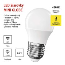 LED žiarovka CLS Mini Globe / E27 / 2,2 W (25 W) / 250 lm / neutrálna biela