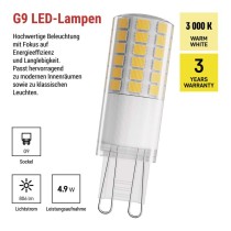 LED Lampe Classic JC / G9 / 4,9 W (60 W) / 806 lm / WarmWeiß