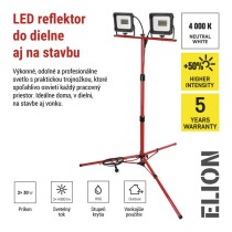 LED reflektor ELION, 2×30W + trojnožka, neutrálna biela
