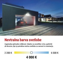LED reflektor TAMBO s senzorjem gibanja, 20 W, 2000 lm, črn