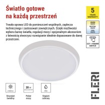 Oprawa LED FLERI, 20W regulowana CCT, IP65