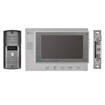 Vaizdo durų telefonas + kameros įrenginys EM-07HD + el. užraktas su sukimo momento kaiščiu