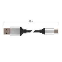 Įkrovimo ir duomenų perdavimo kabelis USB-A 2.0 / USB-C 2.0, 1 m, juodas