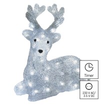 LED kalėdinis elnias, 27 cm, lauko ir vidaus, šaltai baltas, laikmatis