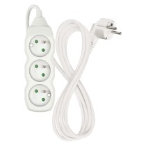 Przedłużacz 2 m / 3 gniazda / biały / PVC / 1 mm2