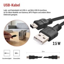 USB Kabel 2.0 A Stecker - Mini B Stecker 2m, schwarz