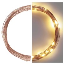 LED kalėdinė nano girlianda varinė, 4 m, lauko ir vidaus, šiltai balta, laikmatis