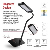 LED Schreibtischlampe EDDY, schwarz