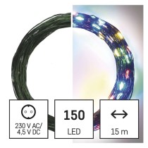 LED kalėdinė nano girlianda žalia, 15 m, lauko ir vidaus, įvairiaspalvė, laikmatis
