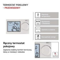 Ręczny termostat pokojowy, przewodowy, P5604