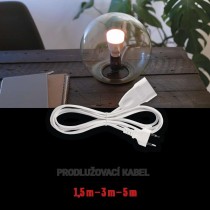 Dvoužilový pohyblivý přívod 3 m / 1 zásuvka / bílý / PVC / 0,75 mm2