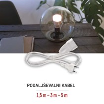 Podaljšek 3 m / 1 vtičnica / beli / PVC / 0,75 mm2