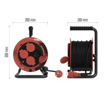 Przedłużacz zwijany ogrodowy 25 m / 4 gniazda / guma / 230 V / 1,0 mm2 / IP44