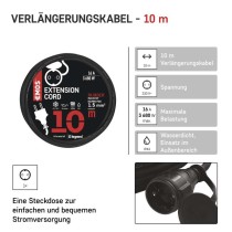 Verlängerungskabel 10 m / 1 Steckdose / schwarz / Gummi-Neopren / 250 V / 2,5 mm2