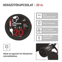 Hosszabbító 20 m / 1 aljzat / fekete / gumi-neoprén / 250 V / 1,5 mm2