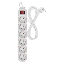Hosszabbító 1,5 m / 6 aljzat / kapcsolós / fehér / PVC / 1,5 mm2