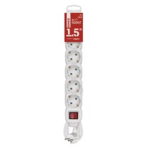 Hosszabbító 1,5 m / 6 aljzat / kapcsolós / fehér / PVC / 1,5 mm2