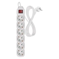 Pikendusjuhe 2 m / 6 Pistikupesa / koos lülitiga / valge / PVC / 1 mm2