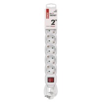 Pikendusjuhe 2 m / 6 Pistikupesa / koos lülitiga / valge / PVC / 1 mm2