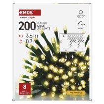 Oświetlenie świąteczne sople 200 LED 3,6m, ciepła biel, zielony przew., 8 programów