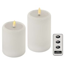 LED dekorācijas – 2 vaska sveces ar reālu liesmu, 4 AA baterijas, silti balta gaisma, tai
