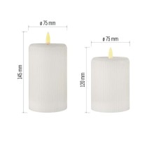 LED dekorācijas – 2 vaska sveces ar reālu liesmu, 4 AA baterijas, silti balta gaisma, tai