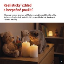 LED dekorace – 2x vosková svíčka s reálným plamenem, 4x AA, teplá bílá, časovač