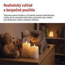 LED dekorácia – 2x vosková sviečka s realistickým plameňom, 4x AA, teplá biela, časovač