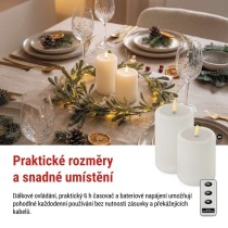 LED dekorace – 2x vosková svíčka s reálným plamenem, 4x AA, teplá bílá, časovač