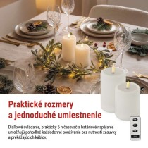 LED dekorácia – 2x vosková sviečka s realistickým plameňom, 4x AA, teplá biela, časovač