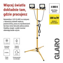 Naświetlacz LED GLARO, 2×30W + statyw, neutralna biel