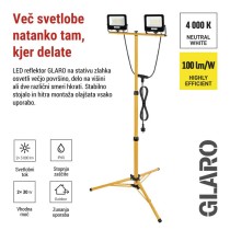 LED reflektor GLARO 2×30W + trinožni stativ, nevtralna bela