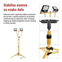 LED reflektor GLARO 2×30W + trinožni stativ, nevtralna bela