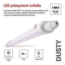 LED prachotěsné svítidlo DUSTY 50W neutrální bílá, 6500 lm, IP65