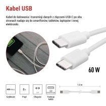 Kabel USB-C / USB-C, 3.1, polnjenje, podatki, 1 m, bela