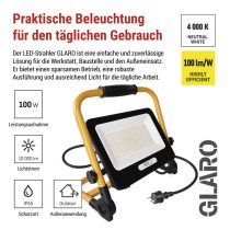LED-Scheinwerfer GLARO 100 W, gelb-schwarz, IP65, 10.000 lm, neutralweiß