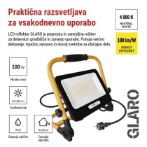 LED reflektor GLARO 100 W, rumeno-črn, IP65, 10 000 lm, nevtralna bela