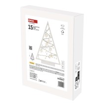 LED Deko – Beleuchteter Baum mit Ornamenten, 40 cm, 2x AA, Innen, warmweiss, Timer