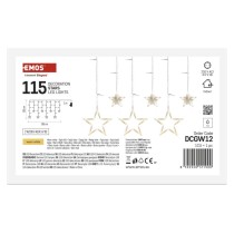 Dekoracje - 115 LED sople gwiazdki 185x105 cm ciepła biel, IP44