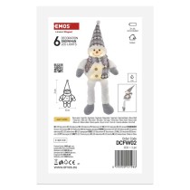 LED božični snežak sedeč, 31 cm, 3× AA, notranja, topla bela